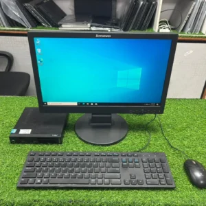 Lenovo M92 Tiny Desktop i5 3rd Gen with 19 inch monitor keyboard and mouse refurbished desktop setup